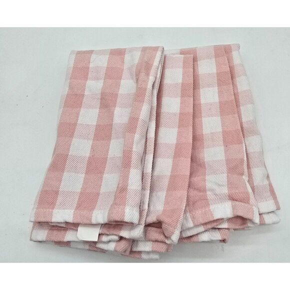 Set Of 4 Pink & White Checkered Cotton napkins - Picture 1 of 5